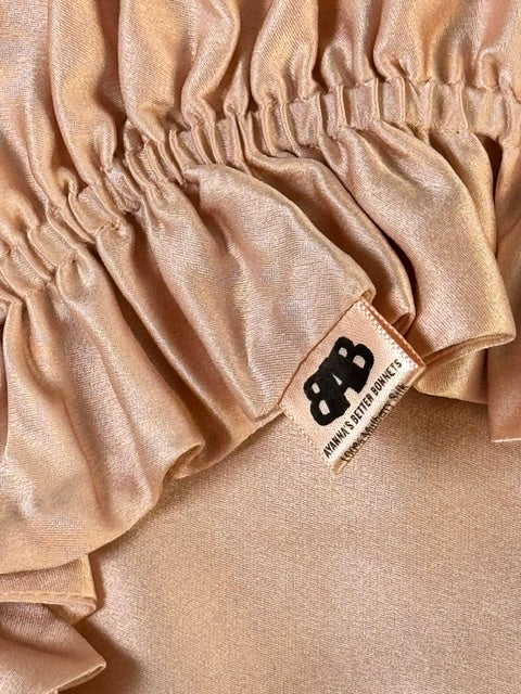 Mary Jane Mulberry Silk Bonnet Black on mannequin head angled view
