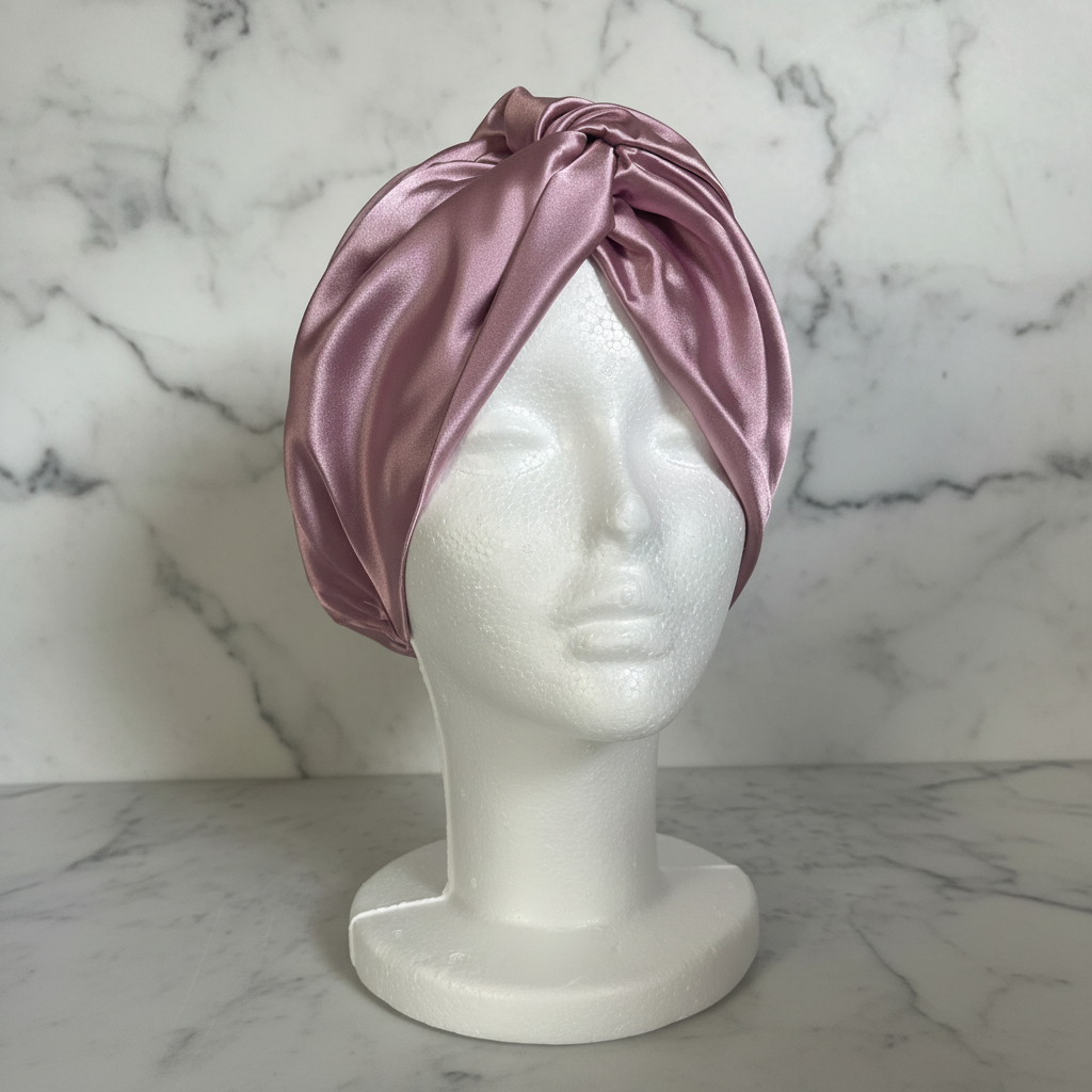 Blush Pink Silk Bonnet - Marble Background