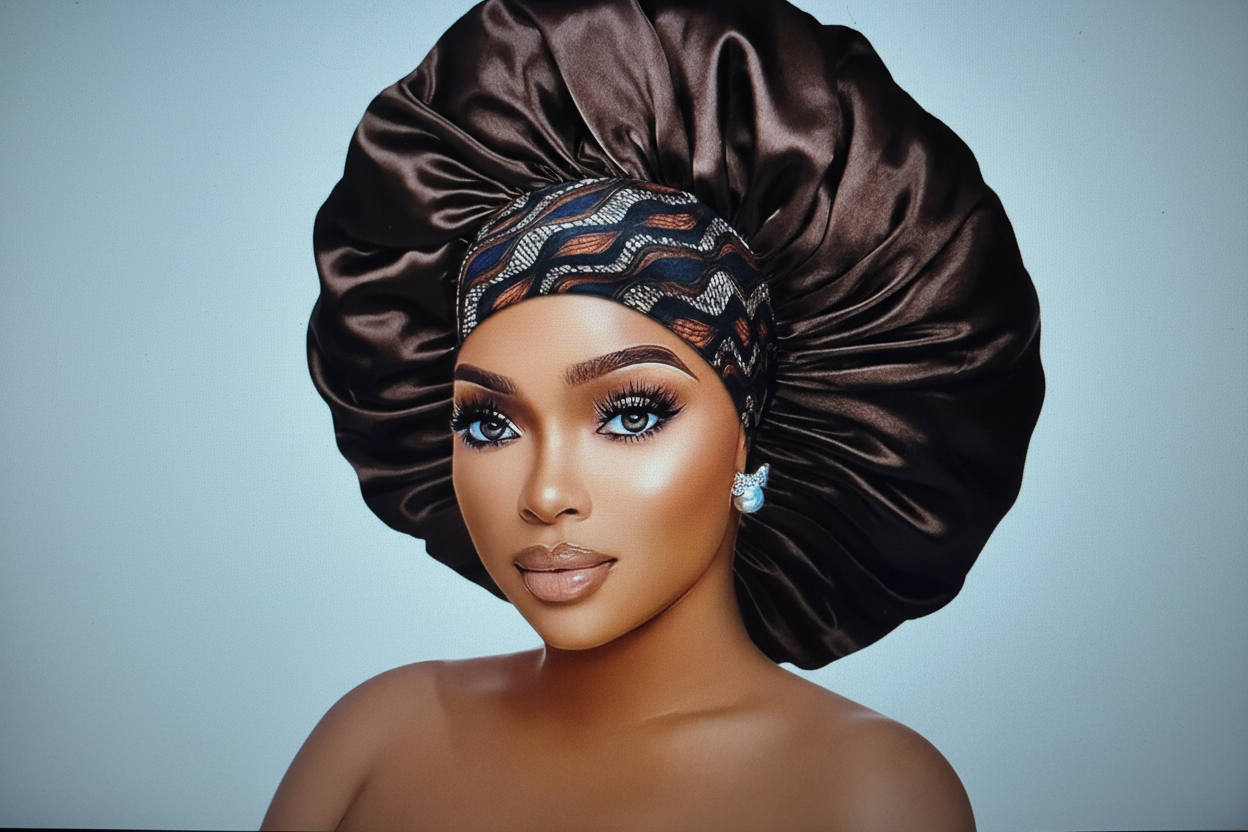 Brightened Black Geometric Band Bonnet