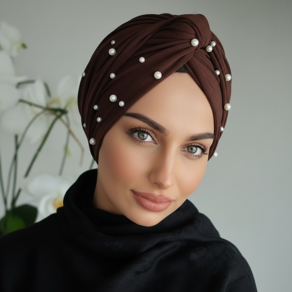 Brown Pearl Headwrap - Lifestyle