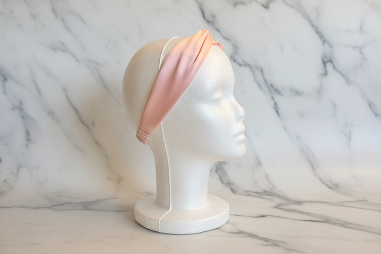 Tumajah Timeless Silk Headband in Pink - Three Quarter
