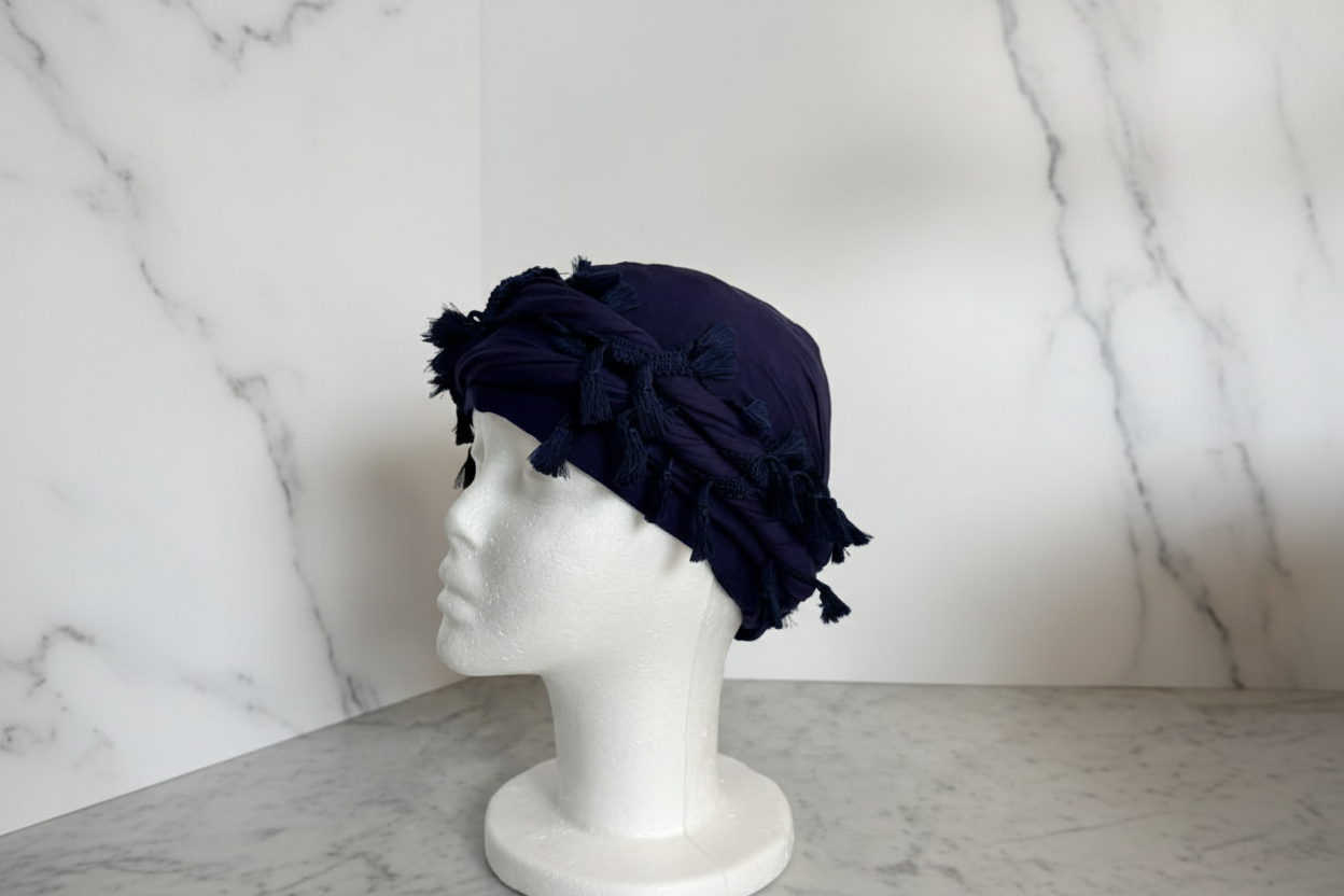 Navy Turban - Marble Background