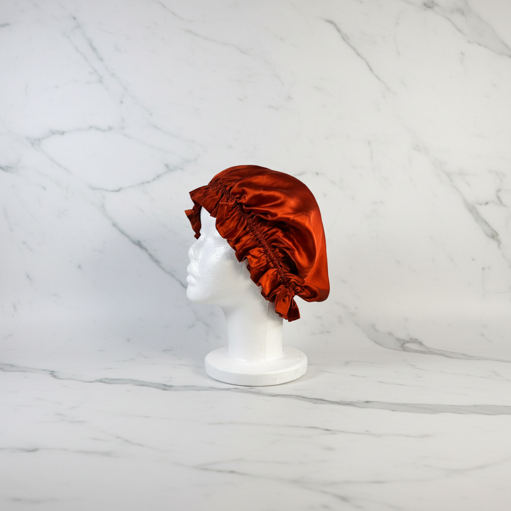 Scarlet MJ Silk Bonnet - Marble Backdrop