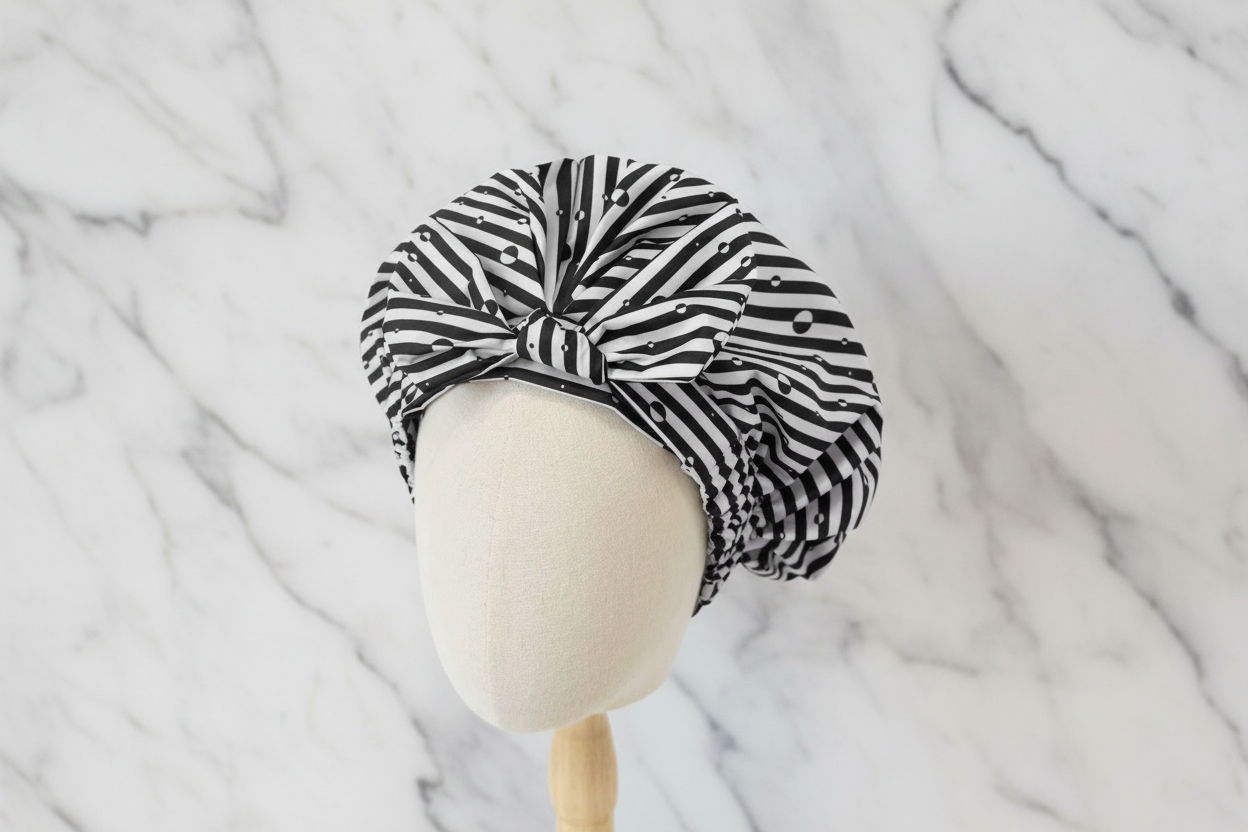 The Reserved Striped Shower Cap