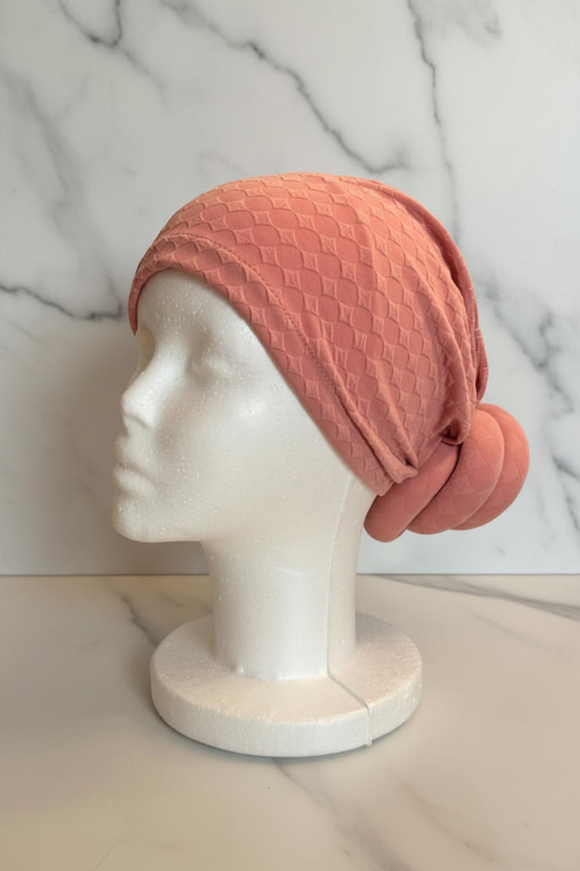 Already Knotted Wrap - Peach/Pink Marble Hero Shot