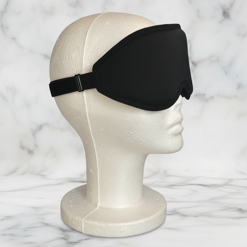 Ayana Eye Mask Black - Angled - Marble