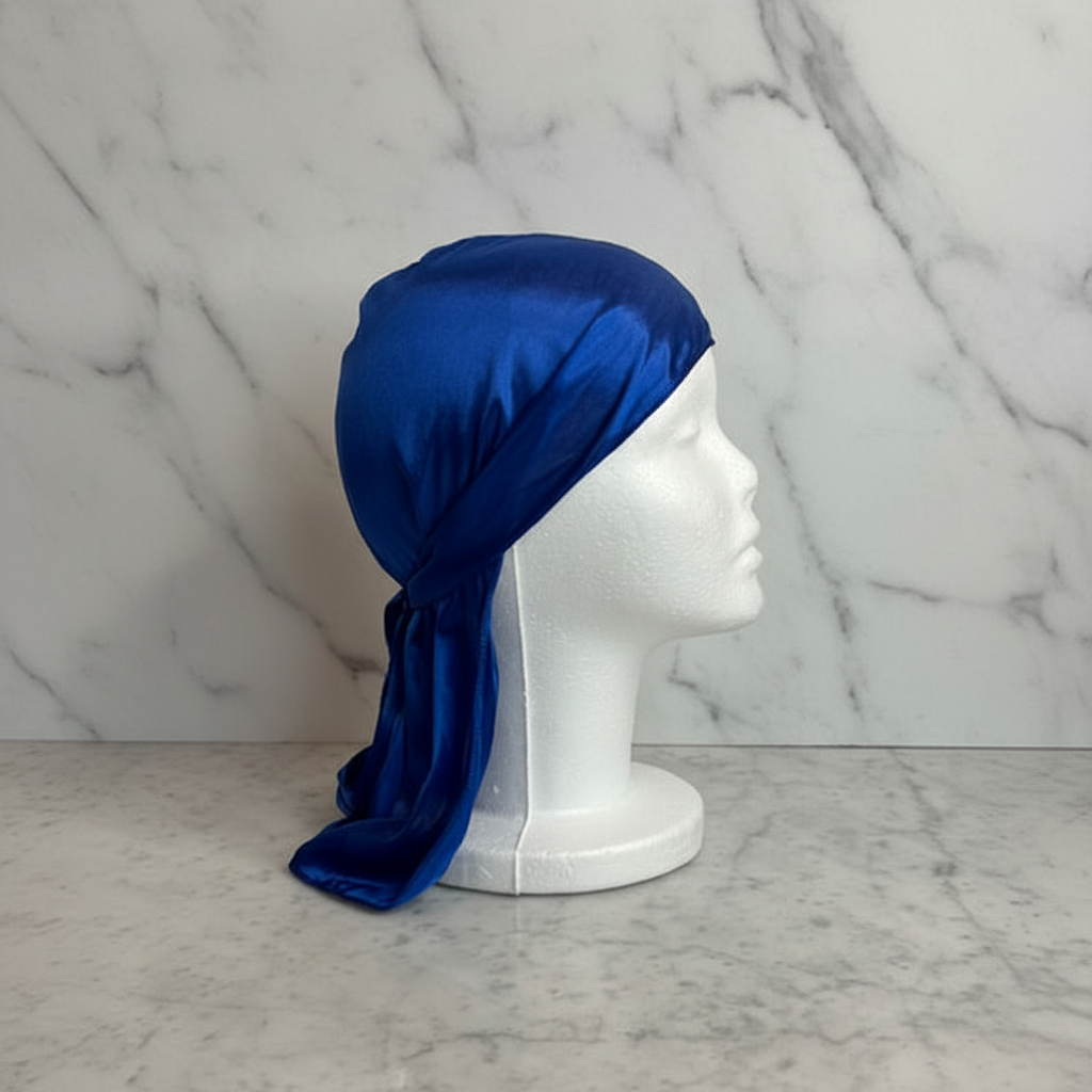 Bahroudine Blue du-rag marble side