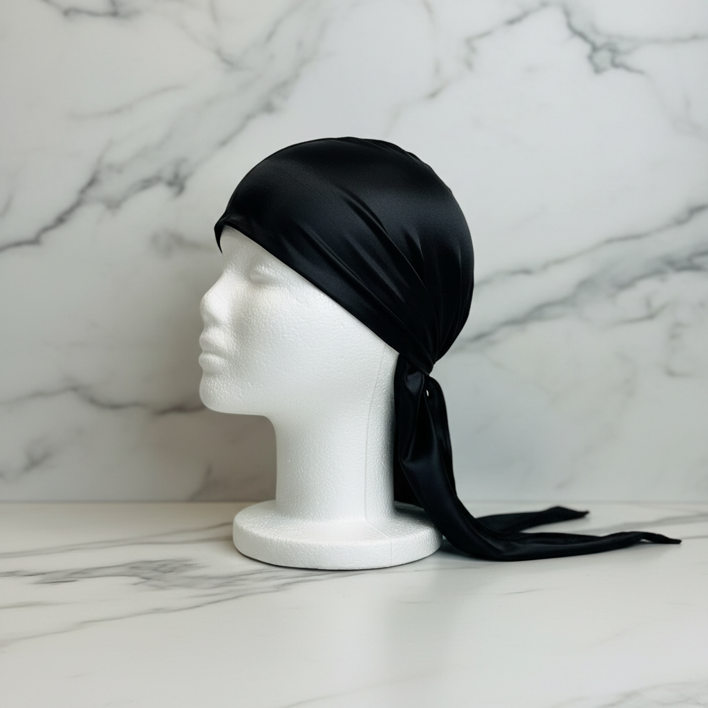 Black du-rag marble background