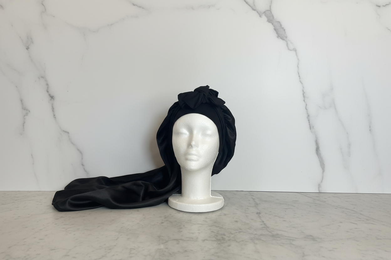 Black Long Bonnet Front Marble