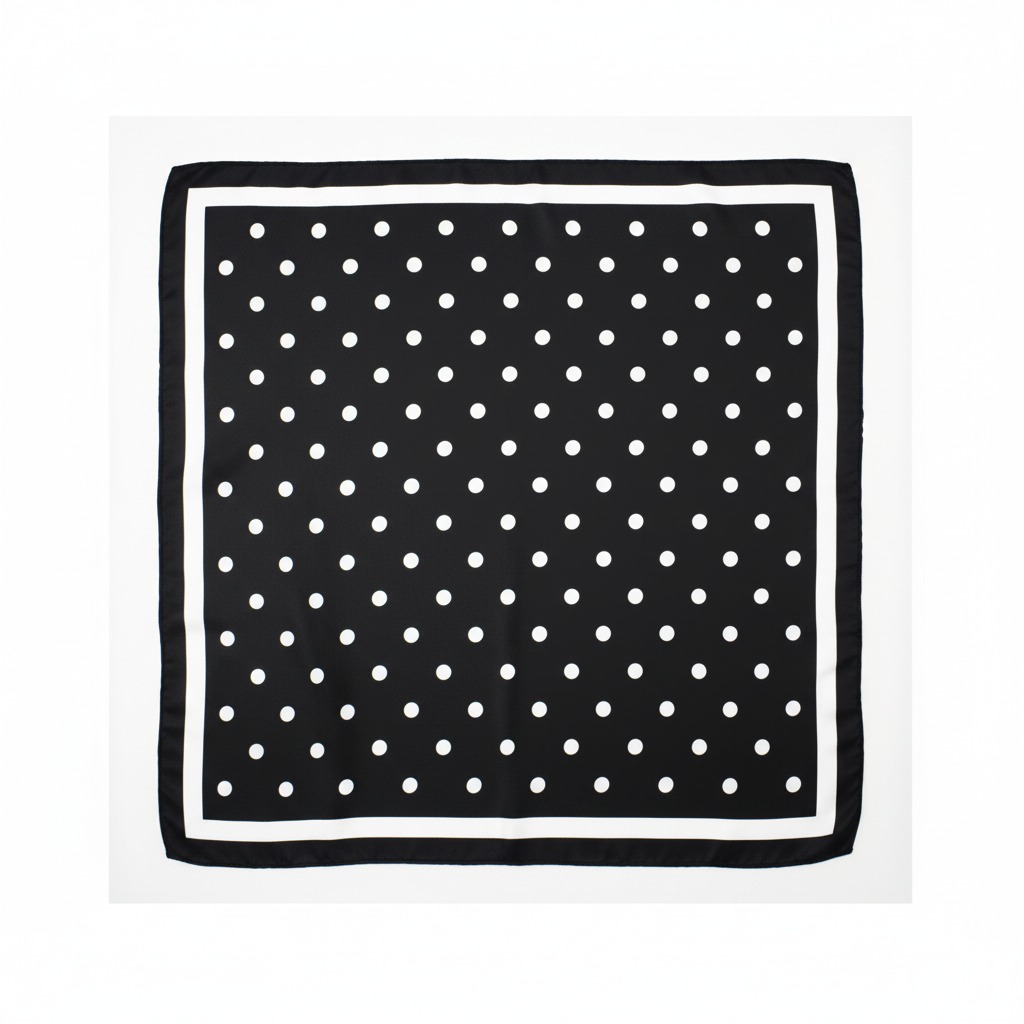 Black Polka Dot Scarf - Flat Lay