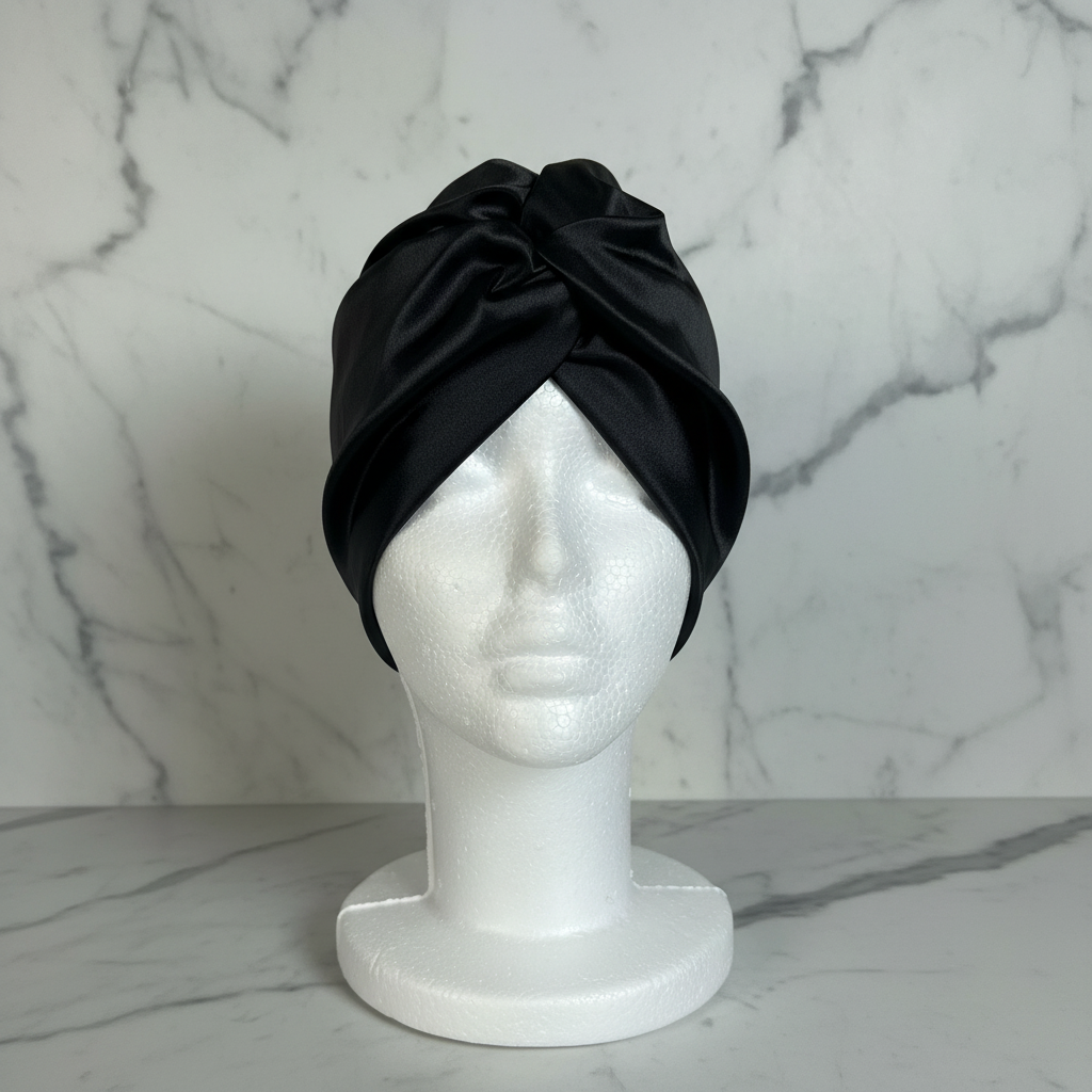 Black Silk Bonnet - Marble Background