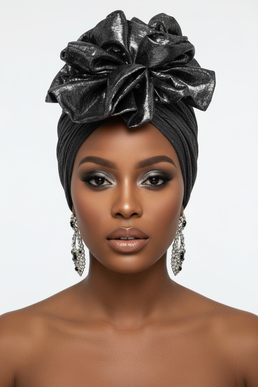 Black Silver Glitter Bow Wrap - Lifestyle