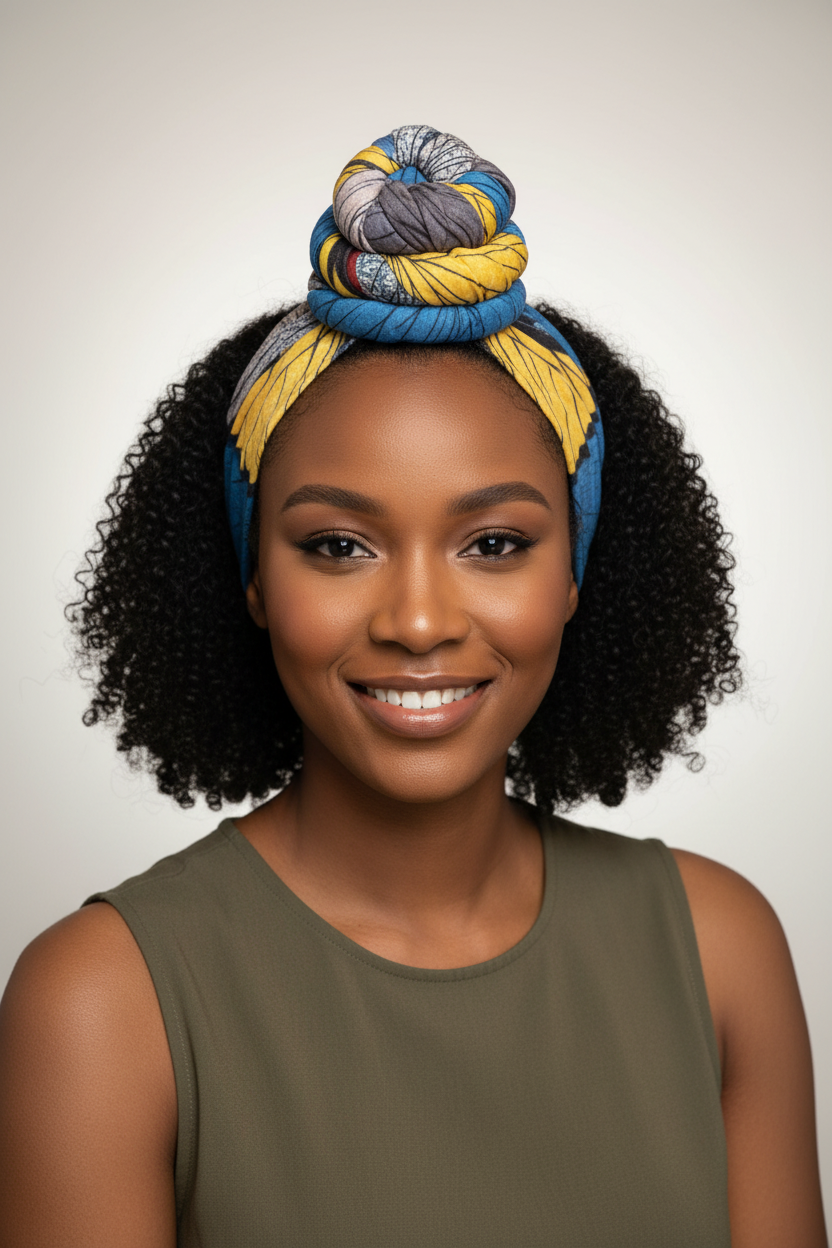 Blue Yellow Butterfly Headwrap - Lifestyle