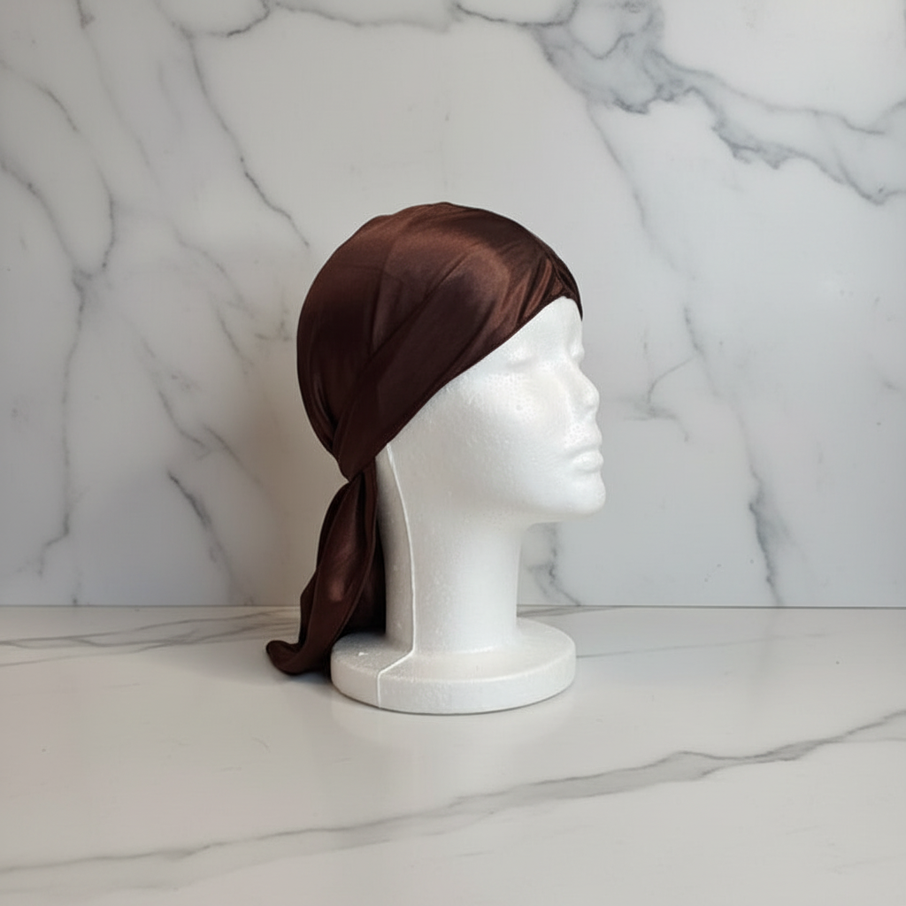 Brown du-rag white marble side