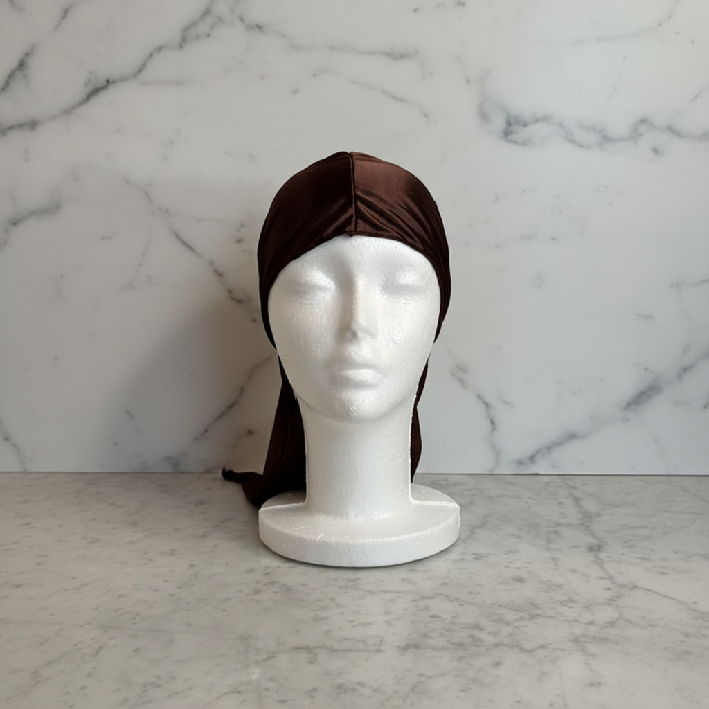 Brown du-rag white marble