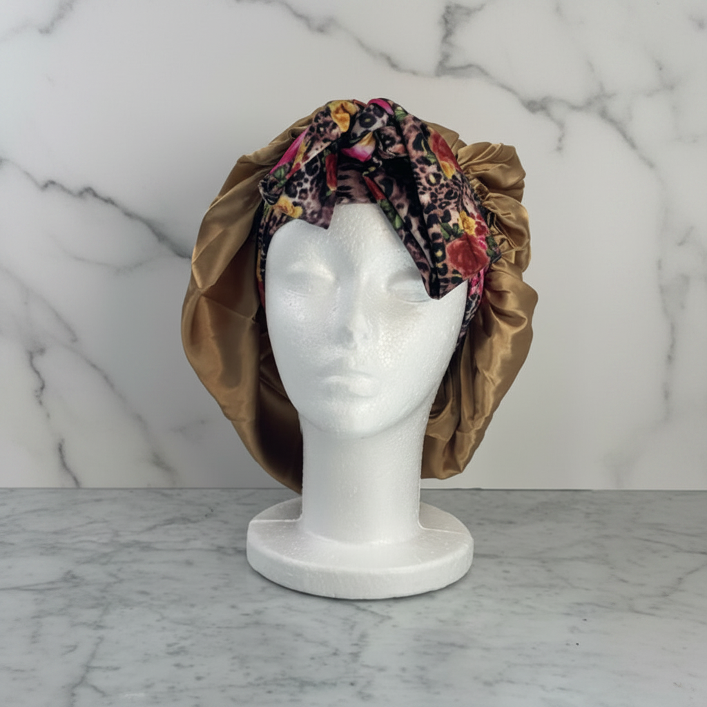 Dark Brown Bow Tie Bonnet — Marble
