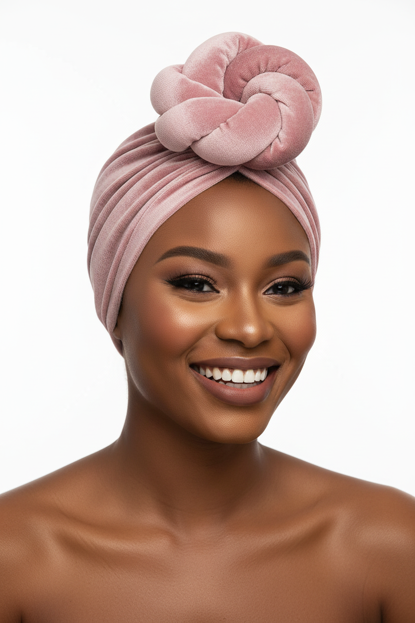 Dusty Pink Velvet Knotted Headwrap - Lifestyle