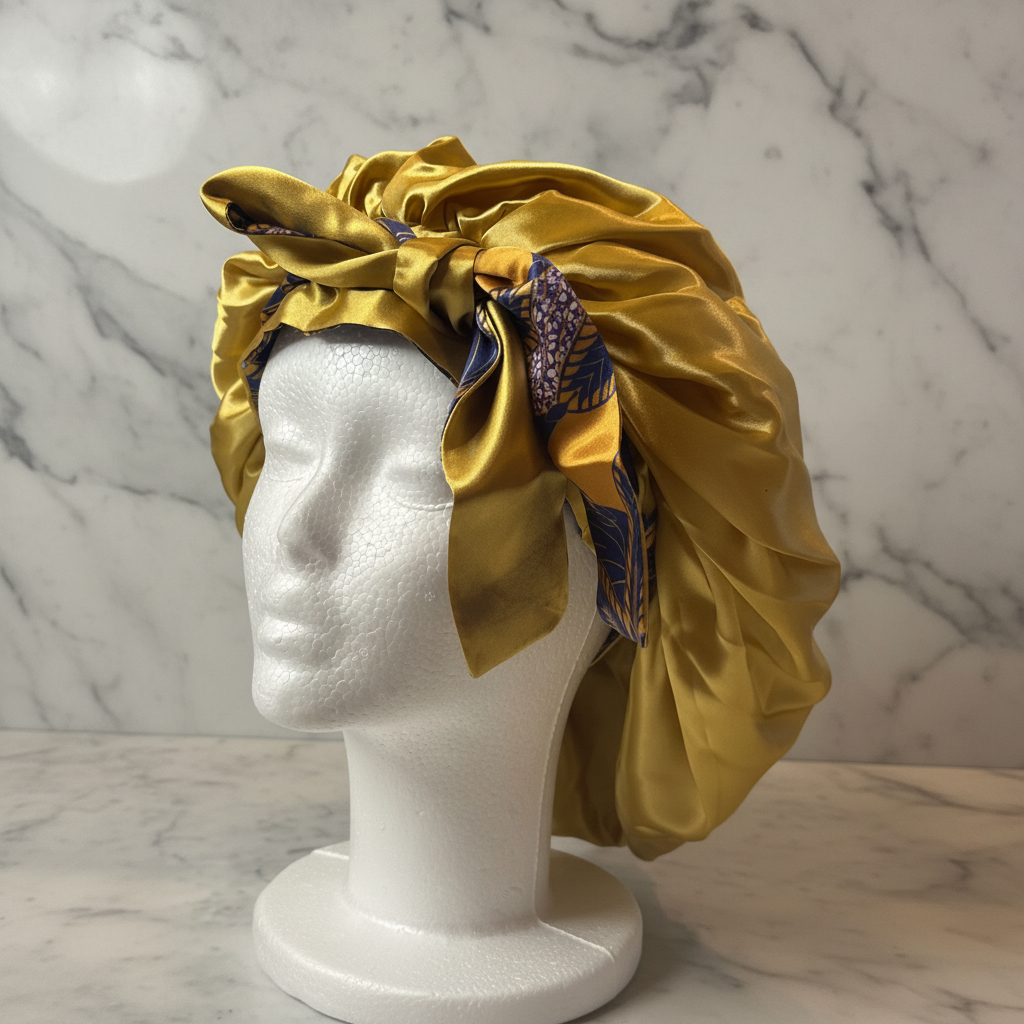 Gold Satin Reversible Side - Marble Background