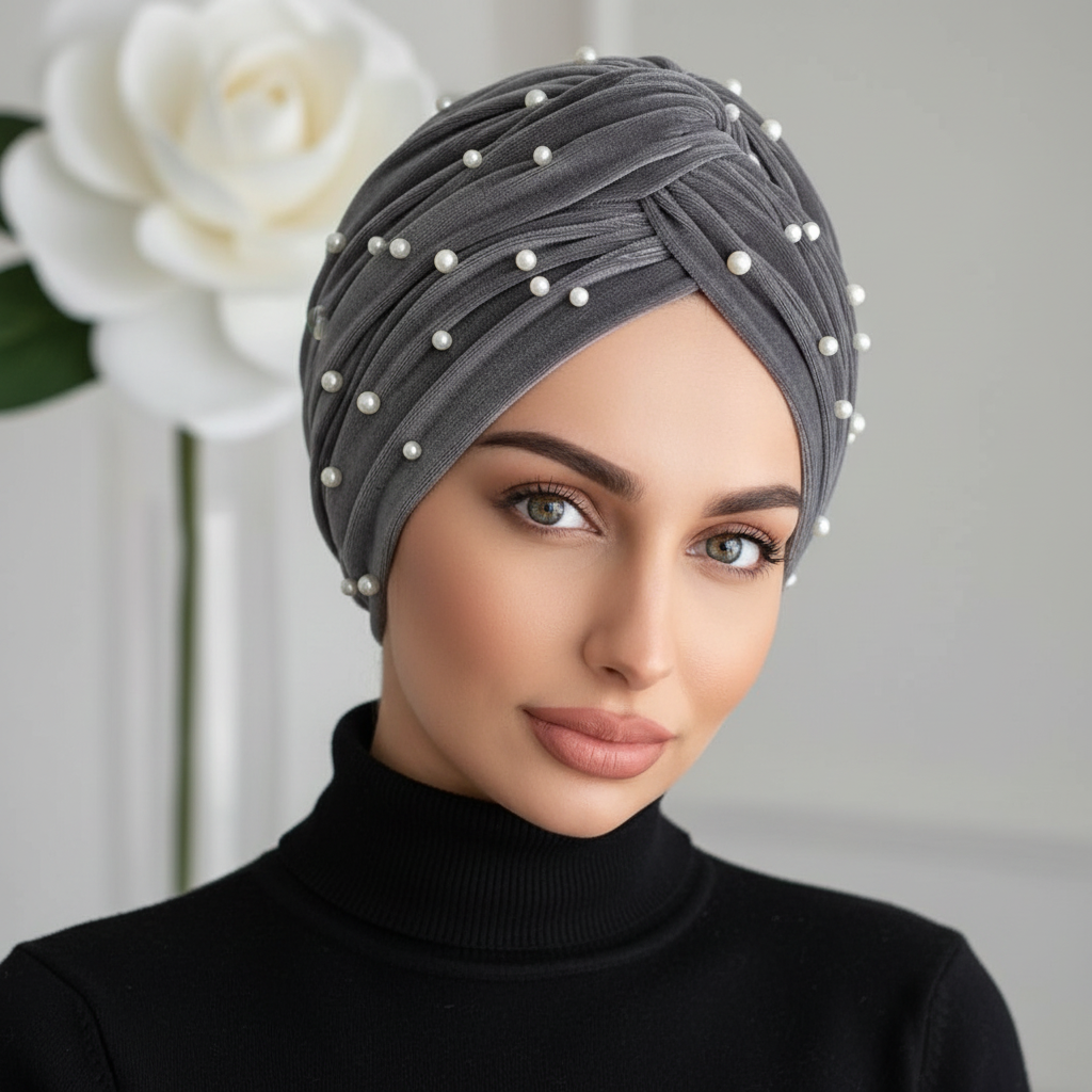 Gray Pearl Headwrap - Lifestyle