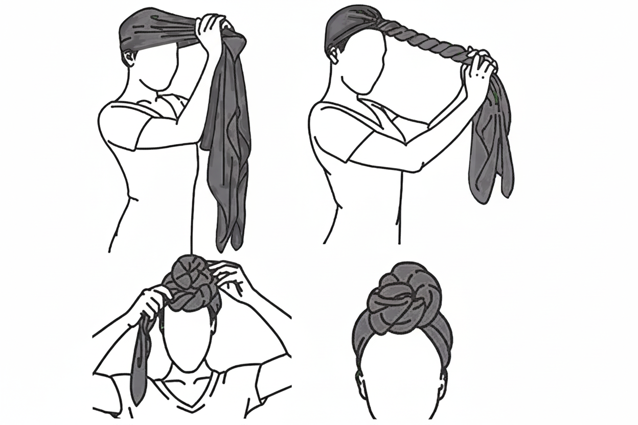 Hair wrapping illustrations without text