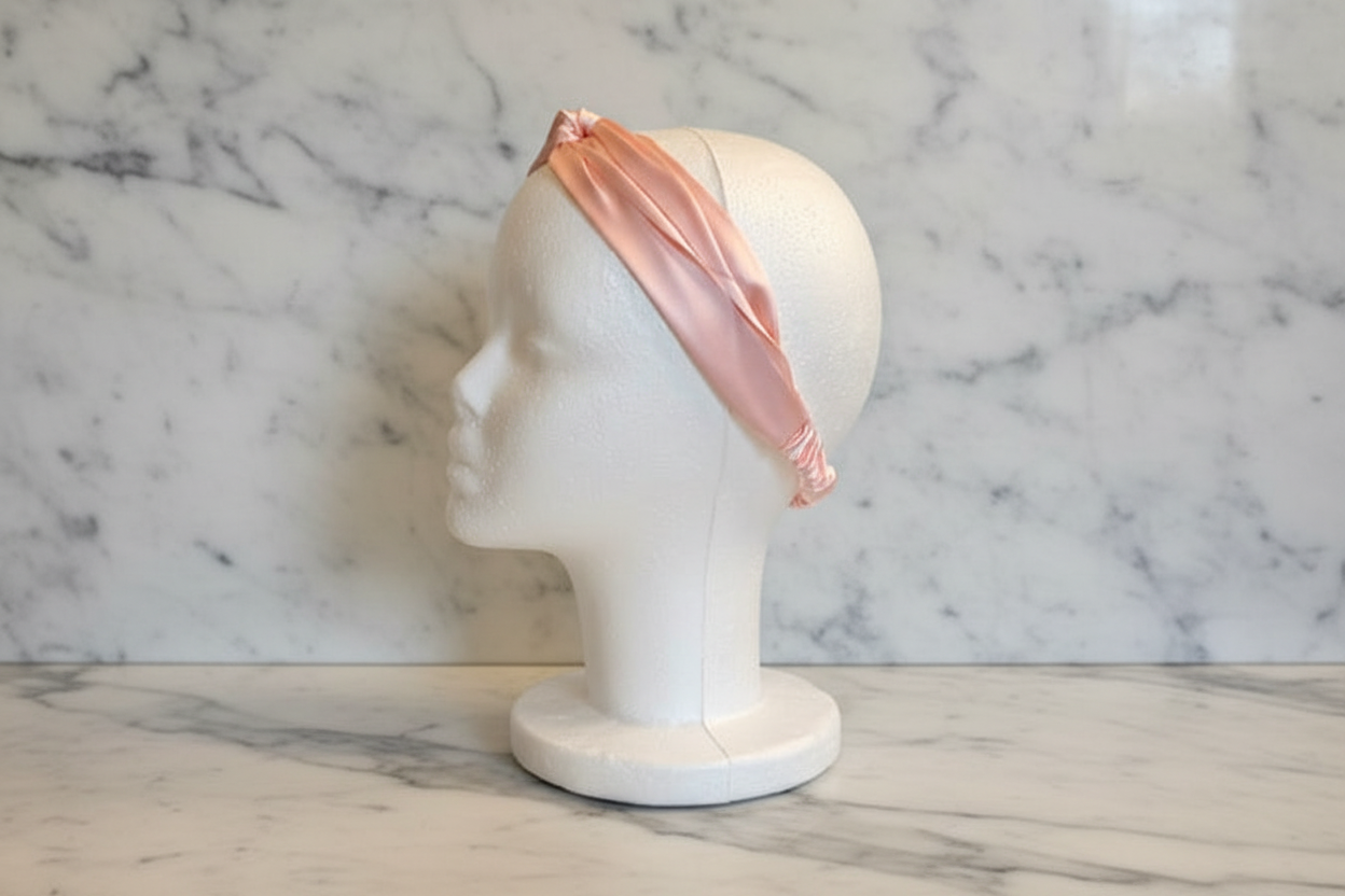 Tumajah Timeless Silk Headband in Pink - Side