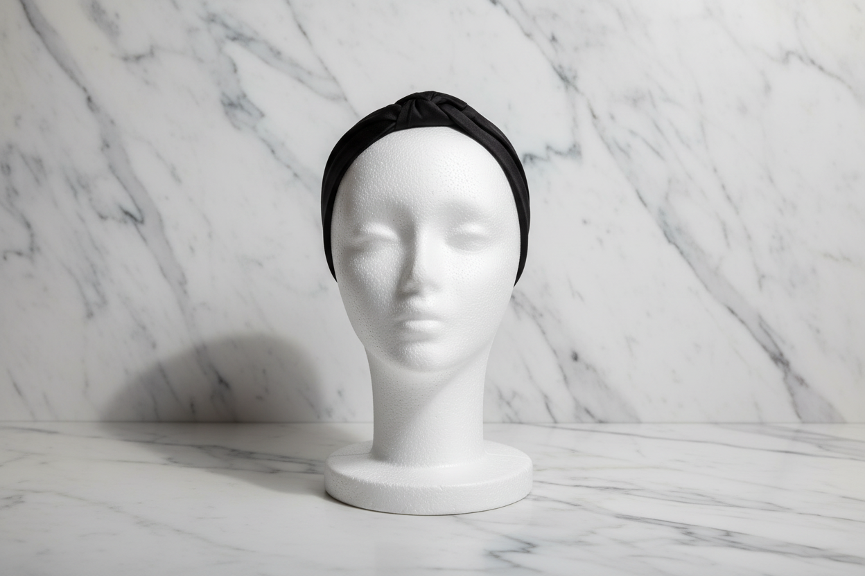 Tumajah Timeless Silk Headband in Black - Front