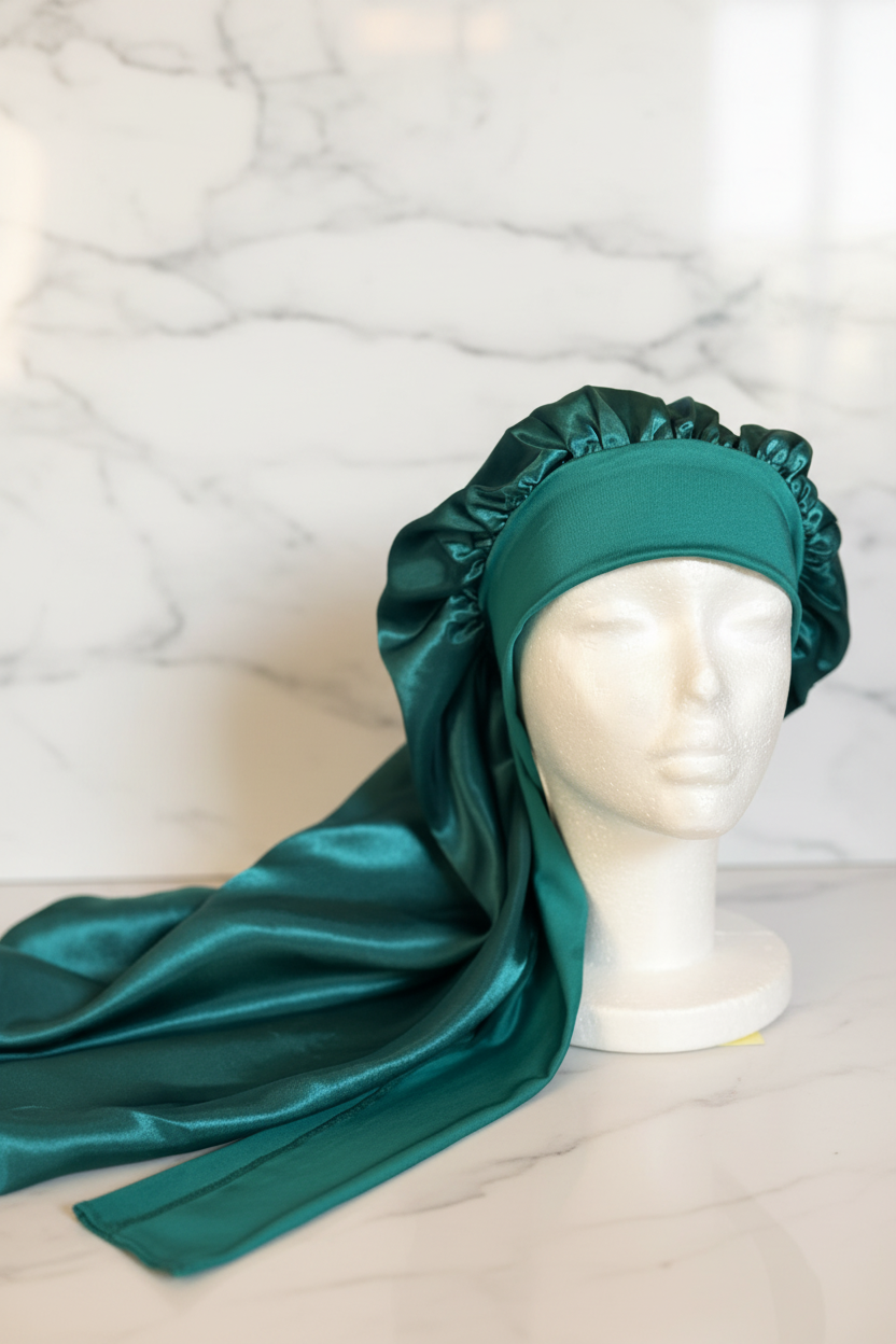 Long Satin Bonnet - Yellow Marble Hero
