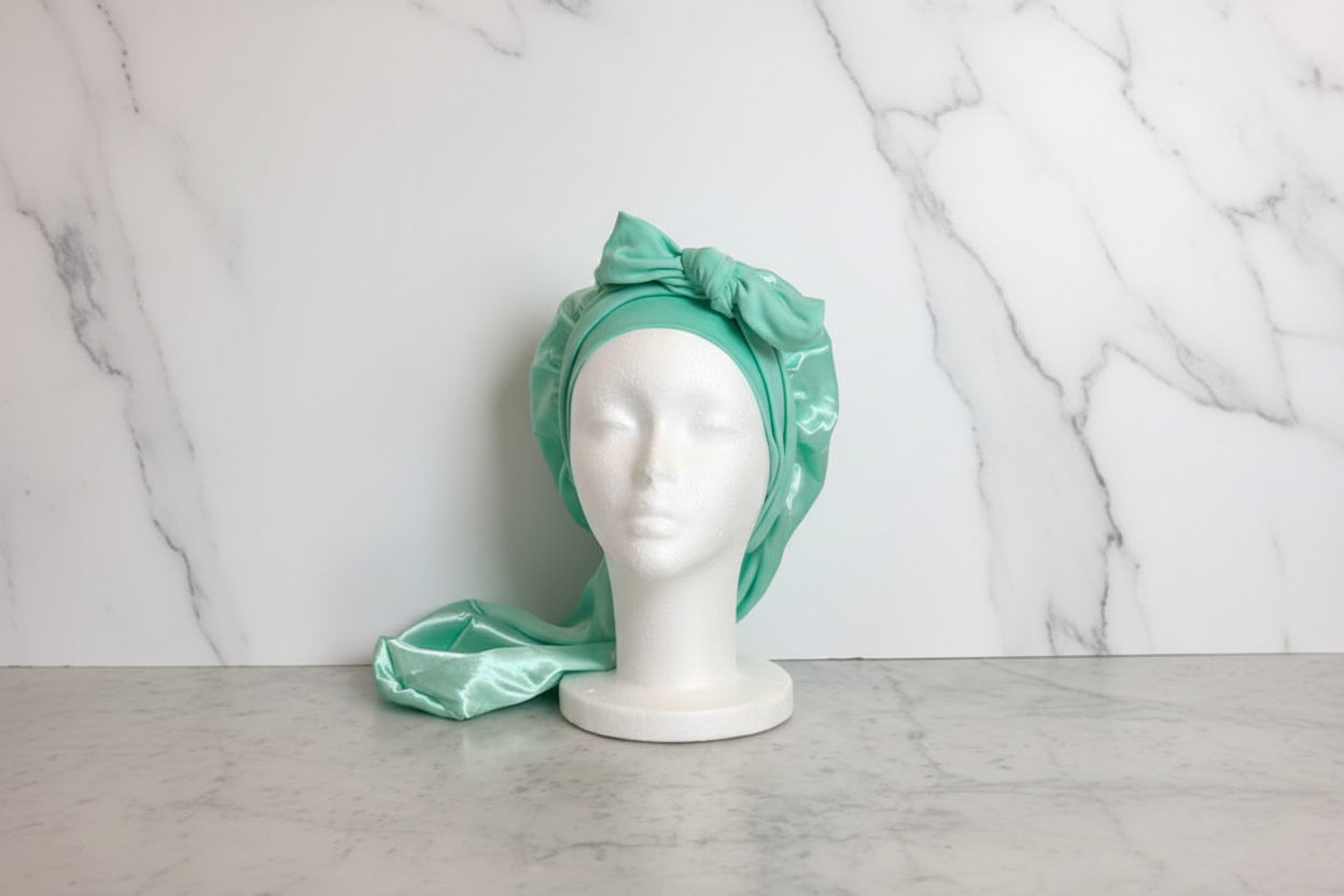 Mint Green Long Bonnet Front Marble
