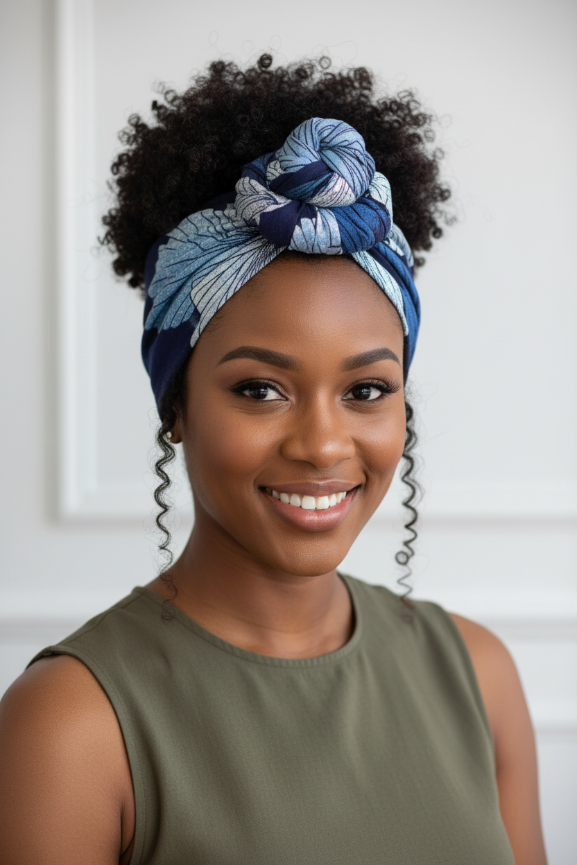 Navy Blue Butterfly Headwrap - Lifestyle