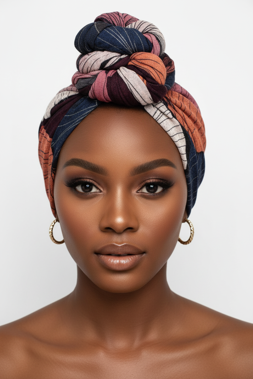 Navy Blue Red Butterfly Headwrap - Lifestyle