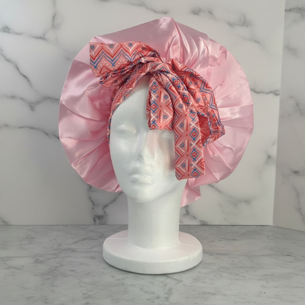 Pink Bow Tie Bonnet — Marble