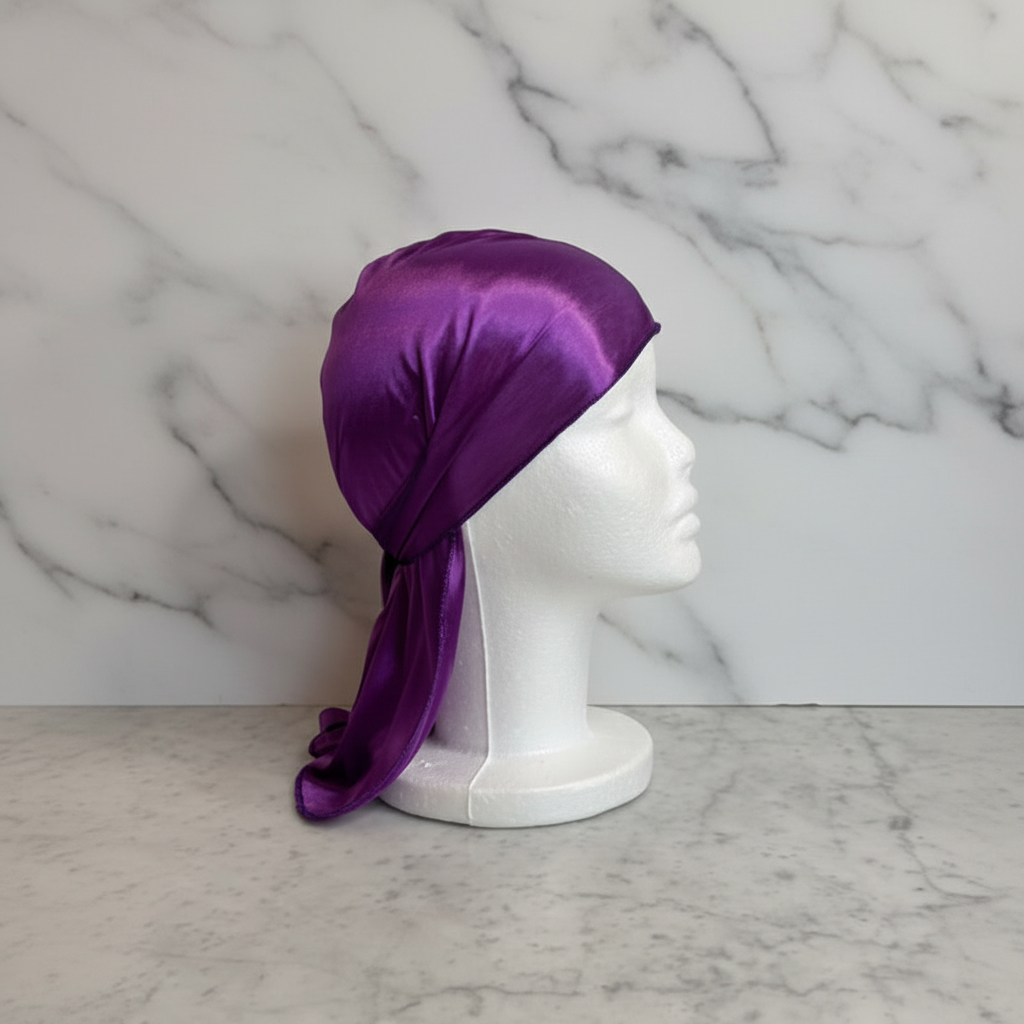 Purple du-rag marble background side
