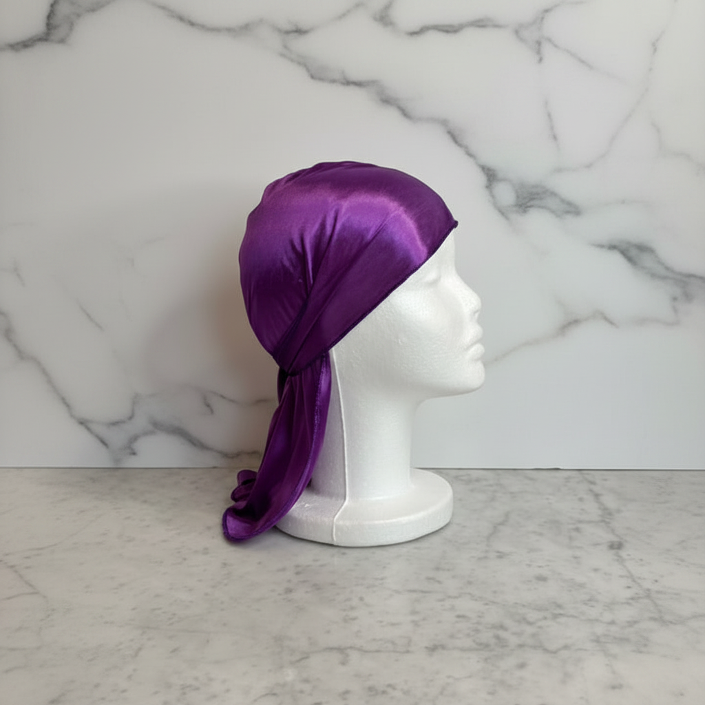 Purple du-rag white marble side