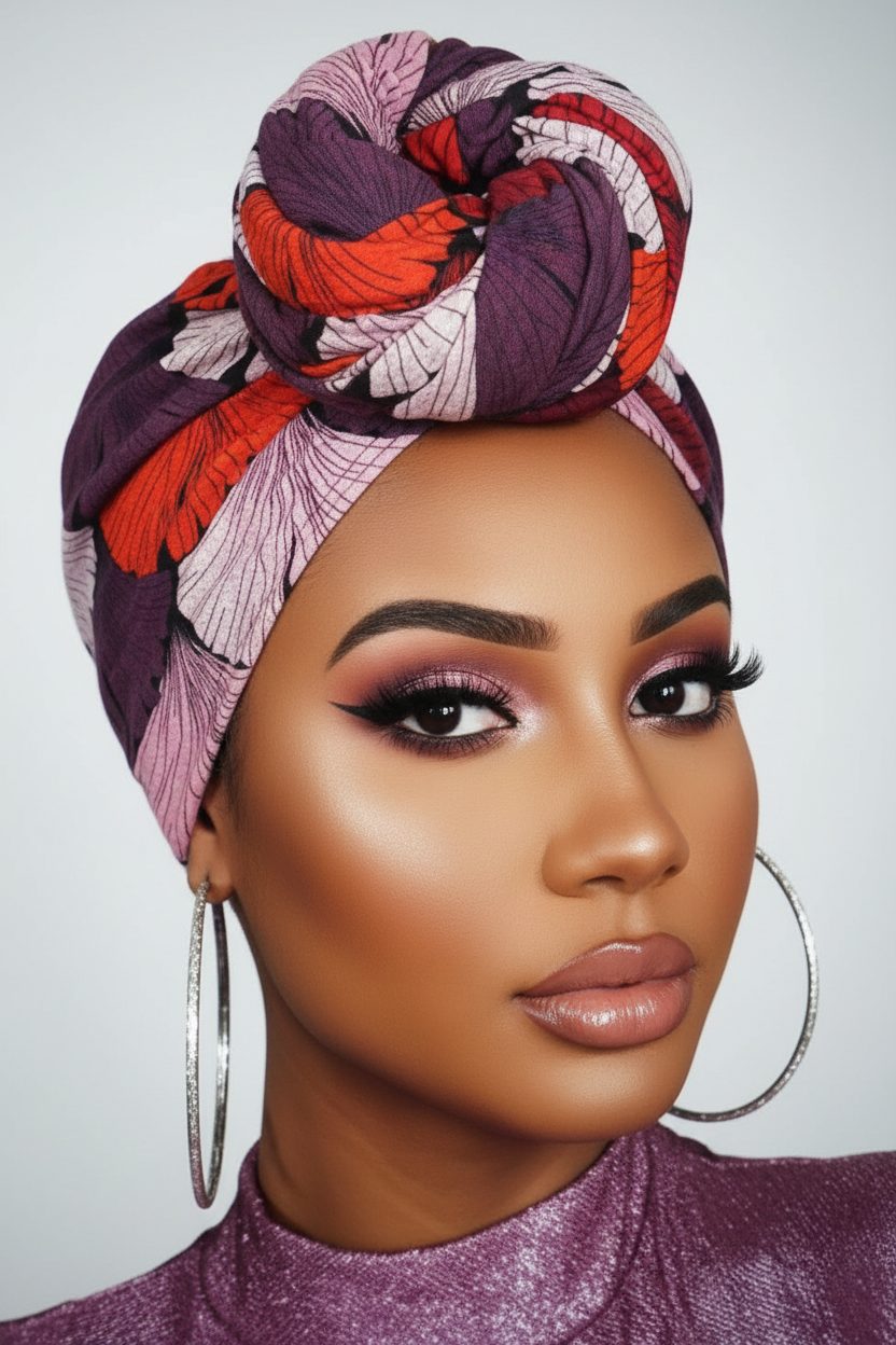 Purple Red Butterfly Headwrap - Lifestyle