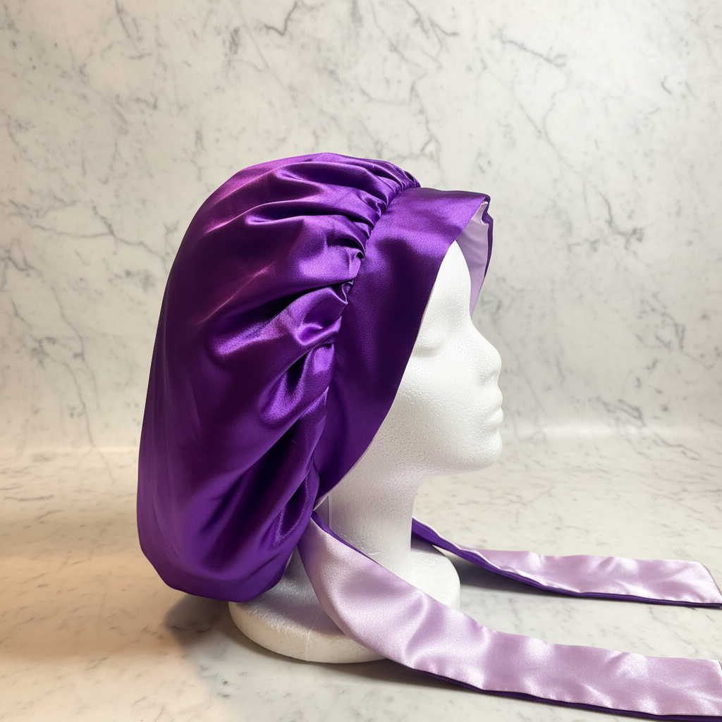 Sakura Satin Bonnet Purple/Lavender Marble