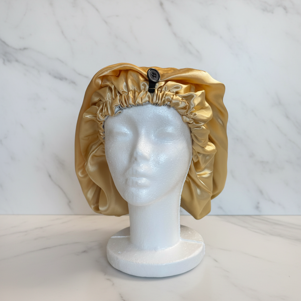Sheena Long Silk Bonnet - Gold/Champagne Shortened