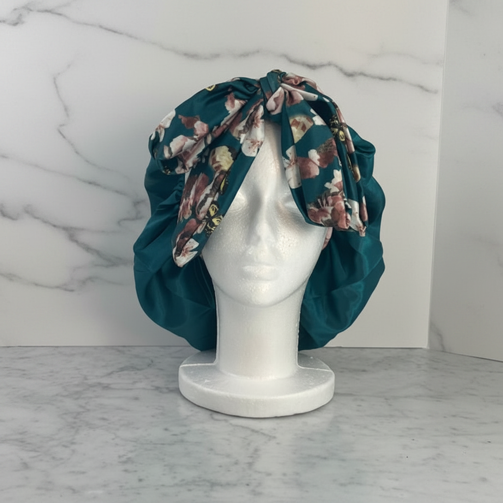 Teal Bow Tie Bonnet — Marble