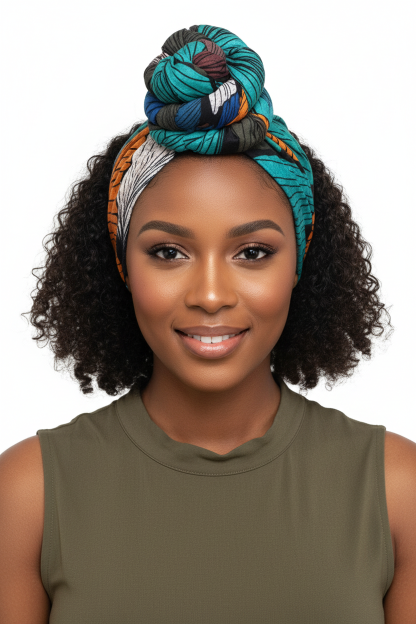 Teal Brown Butterfly Headwrap - Lifestyle