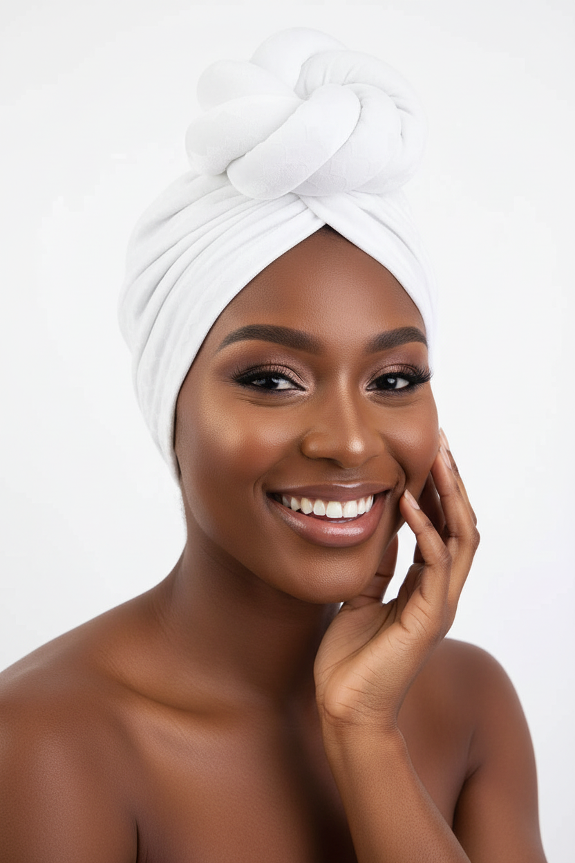 White Velvet Knotted Headwrap - Lifestyle